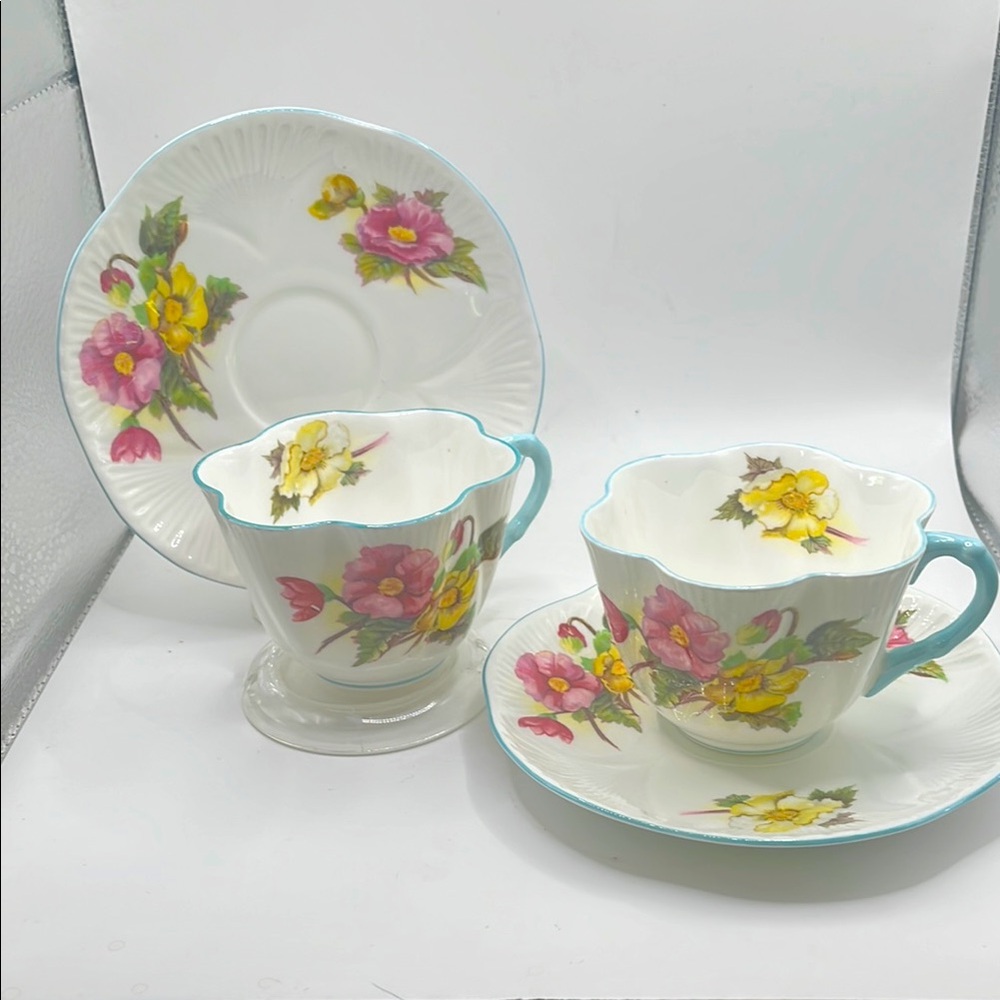 2 Teacup sets Shelley Begonia Pattern